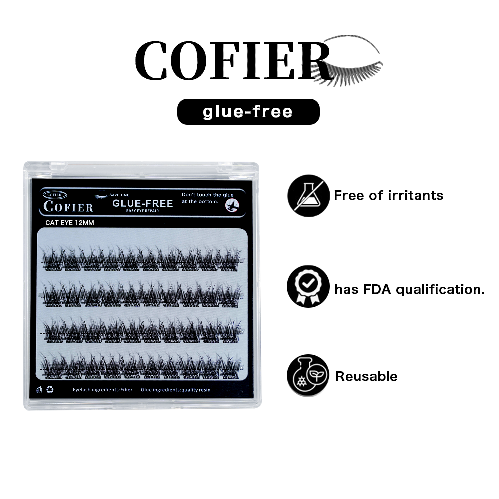 Cofier 免膠睫毛簇 40 片 按壓式自黏睫毛 長度統一 10/12/14mm 輕鬆打造自然妝容 適合新手