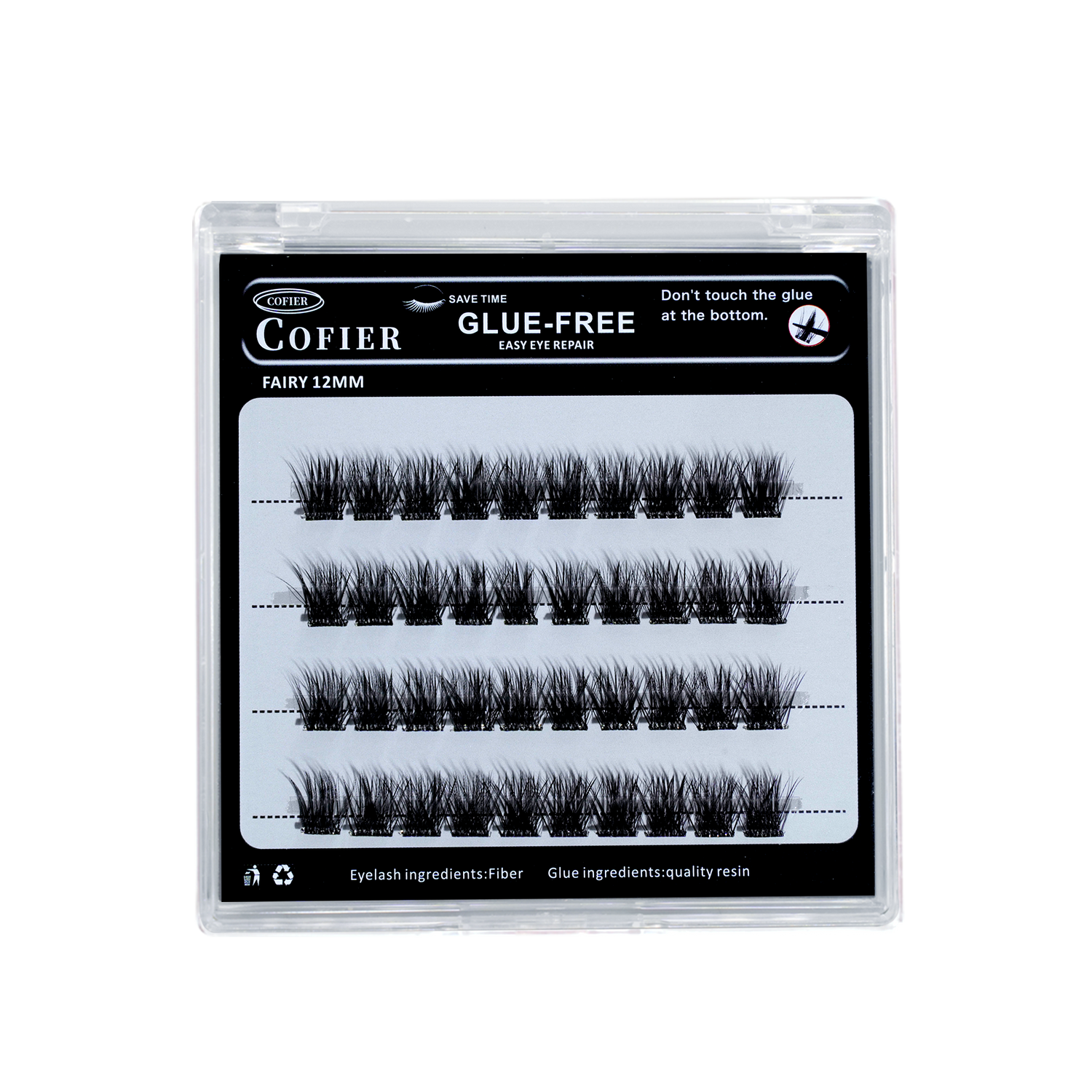 Cofier 免膠睫毛簇 40 片 按壓式自黏睫毛 長度統一 10/12/14mm 輕鬆打造自然妝容 適合新手
