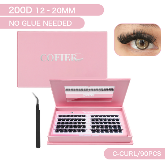 （台湾专属）Cofier 200D Volume Lash Clusters 12-20mm C Curl – No Glue DIY Lash Kit
