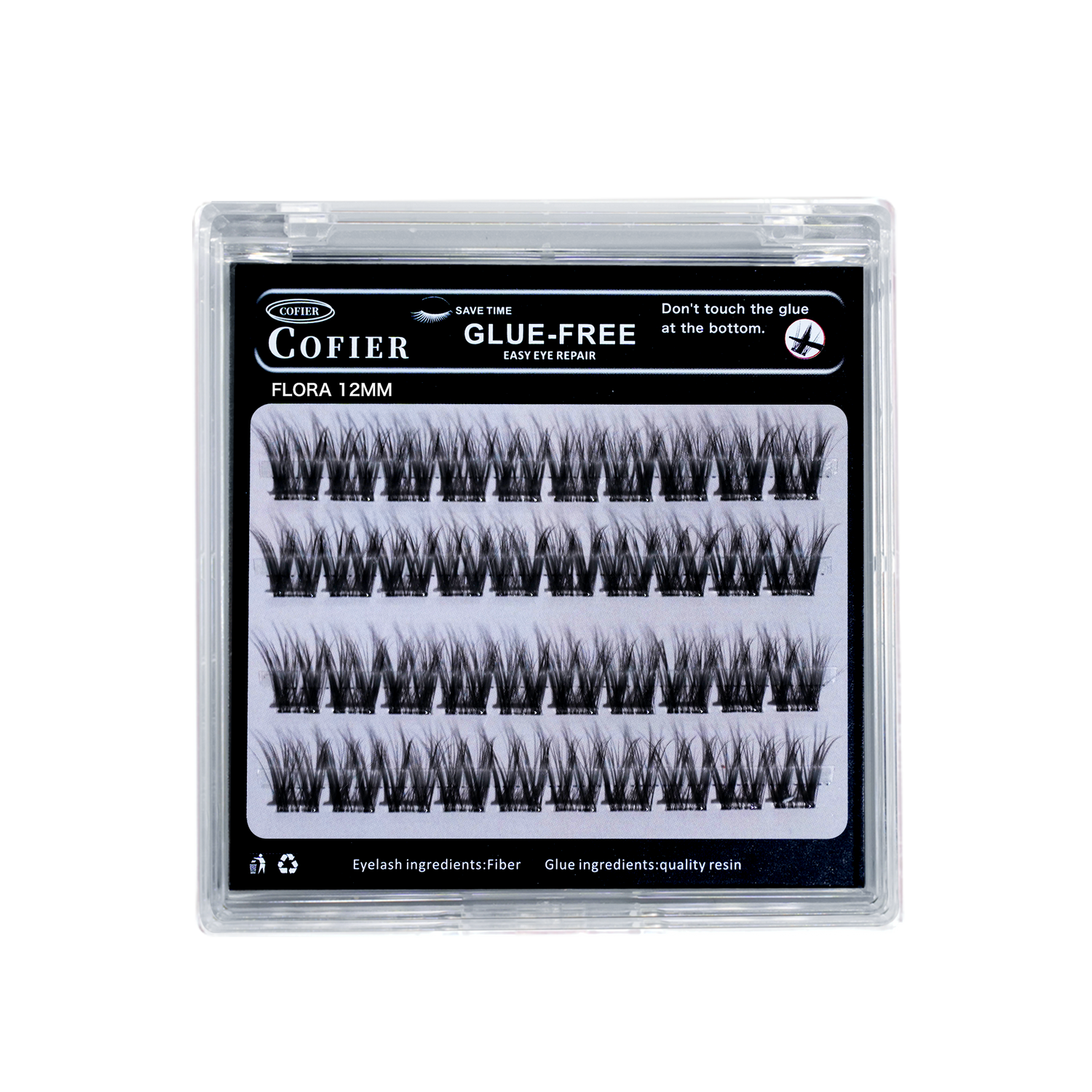 Cofier 免膠睫毛簇 40 片 按壓式自黏睫毛 長度統一 10/12/14mm 輕鬆打造自然妝容 適合新手